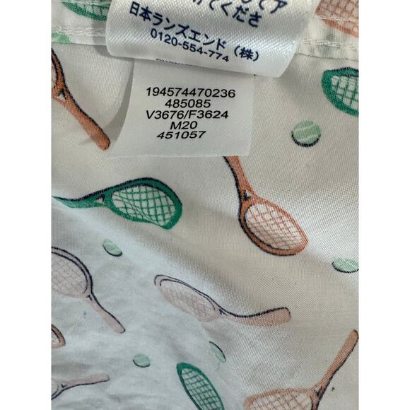 Tennis Racket Print Land’s End Sleeveless Button Shirt Supima Cotton - Size 12 - Picture 6 of 7
